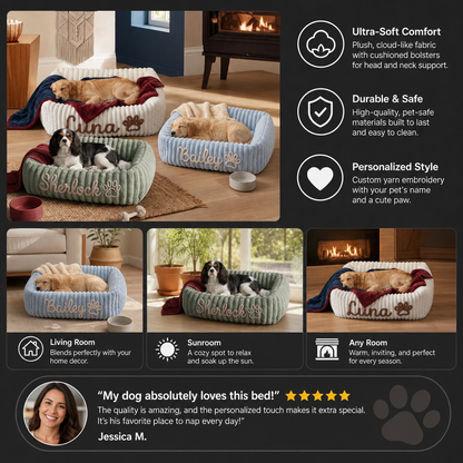 Personalized Fluffy Cloud Dog Bed with Soft Bolsters