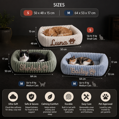 Personalized Fluffy Cloud Cat Bed with Soft Bolsters
