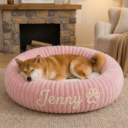 Personalized Round Fluffy Dog Bed