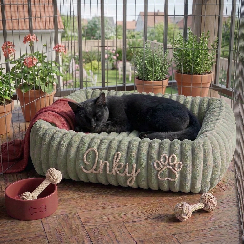 Personalized Fluffy Cloud Cat Bed with Soft Bolsters