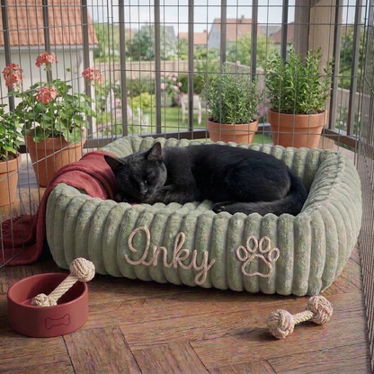 Personalized Fluffy Cloud Cat Bed with Soft Bolsters