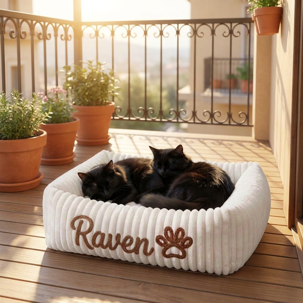 Personalized Fluffy Cloud Cat Bed with Soft Bolsters
