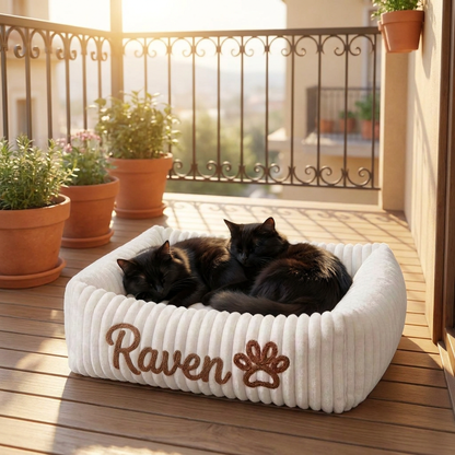 Personalized Fluffy Cloud Cat Bed with Soft Bolsters