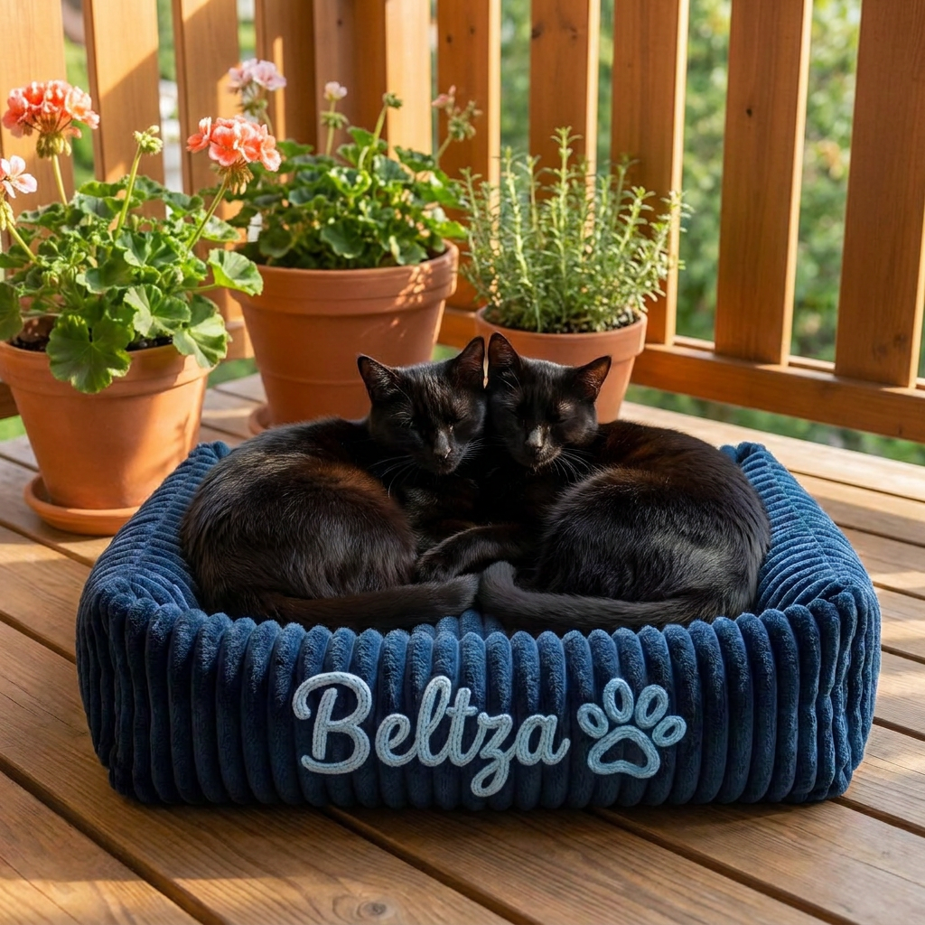 Personalized Fluffy Cloud Cat Bed with Soft Bolsters