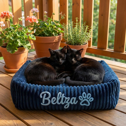 Personalized Fluffy Cloud Cat Bed with Soft Bolsters