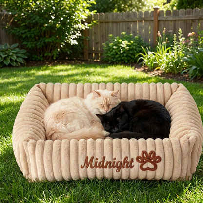 Personalized Fluffy Cloud Cat Bed with Soft Bolsters