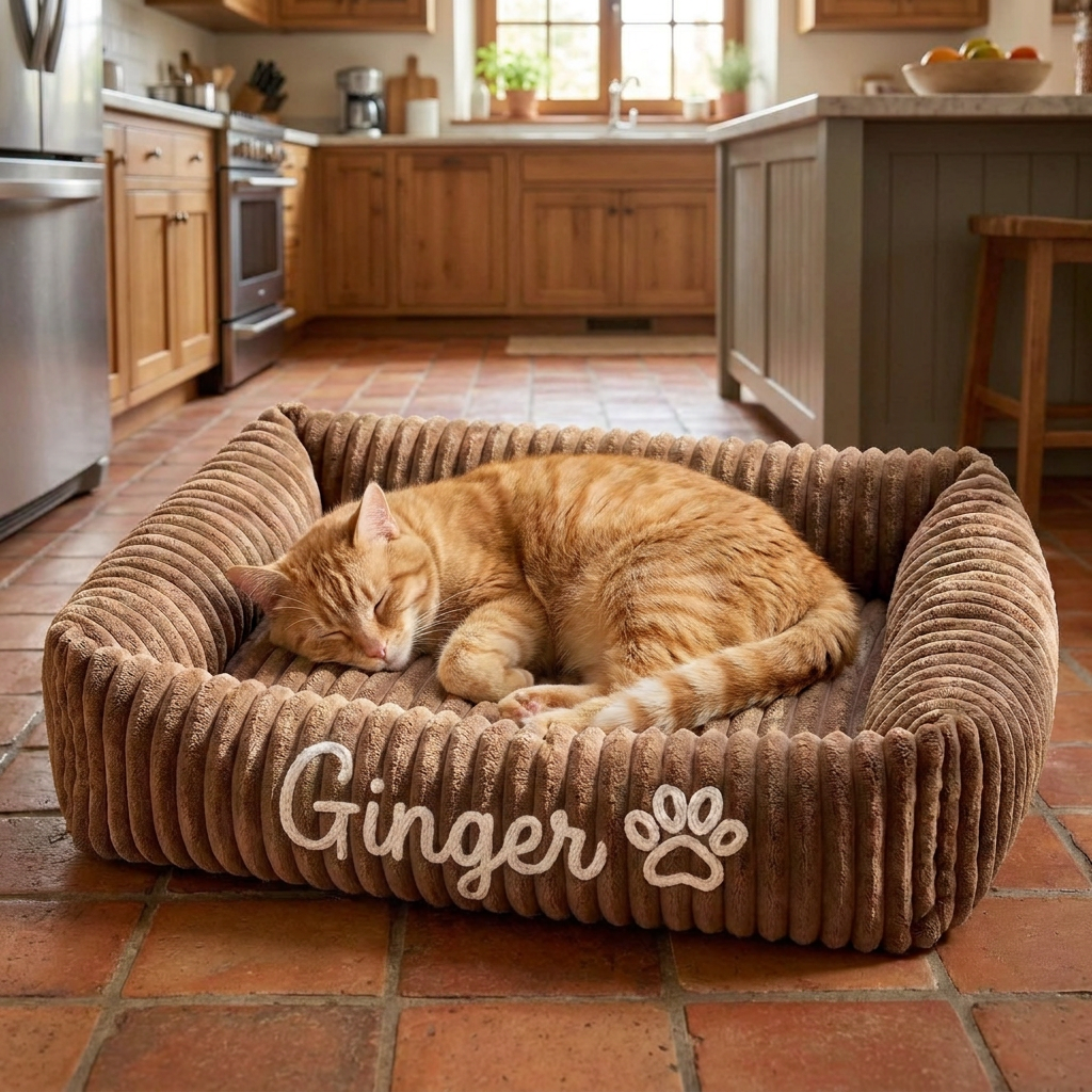 Personalized Fluffy Cloud Cat Bed with Soft Bolsters