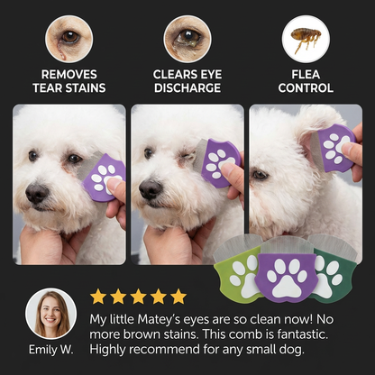 Pet Eye Comb – Facial Grooming Comb for Tear Stains, Eye Discharge & Flea Control