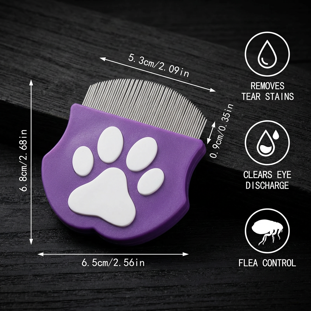 Pet Eye Comb – Facial Grooming Comb for Tear Stains, Eye Discharge & Flea Control