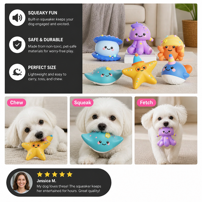 Cute Squeaky Ocean Animal Dog Toy