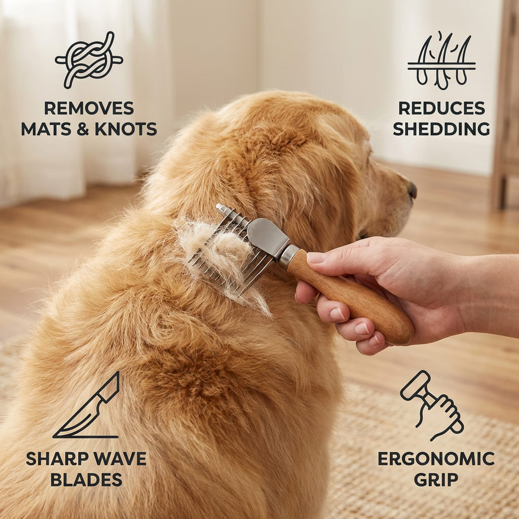 Pet Dematting Comb – Undercoat & Knot Remover