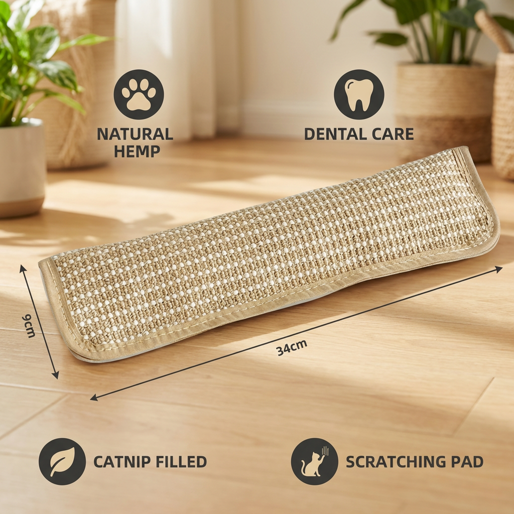 Natural Catnip Toy Scratching Pad made from Hemp Rope for Claw and Dental Care