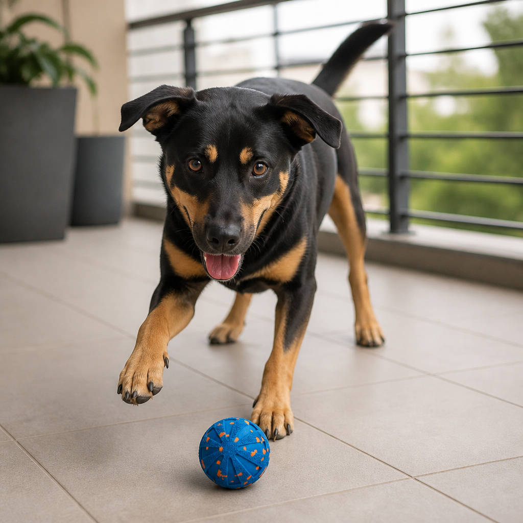 Interactive Rechargeable Dog Ball – Smart Rolling & Dental Chew Toy