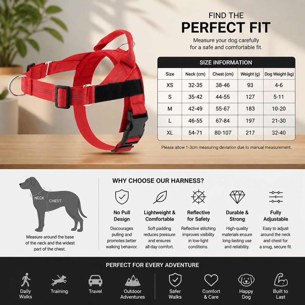 Personalized Reflective No-Pull Dog Harness with Custom Name Patch