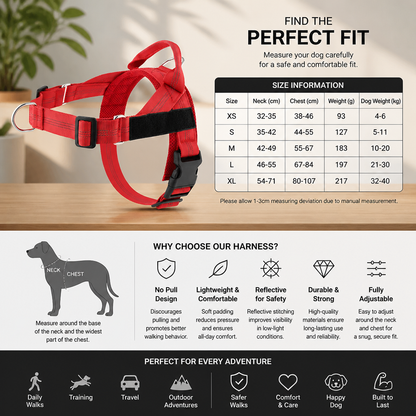 Personalized Reflective No-Pull Dog Harness with Custom Name Patch