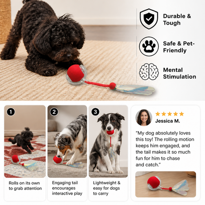 Upgraded Smart Rolling Dog Ball – Durable Interactive Toy with Mesh Tail