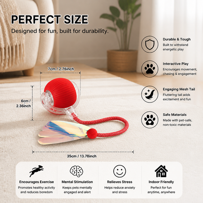 Upgraded Smart Rolling Dog Ball – Durable Interactive Toy with Mesh Tail