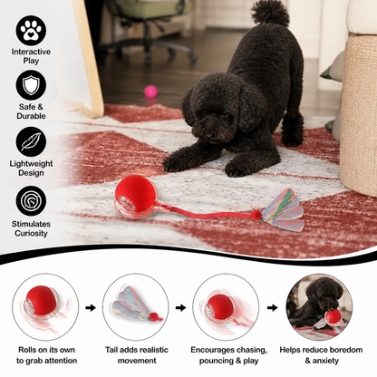 Upgraded Smart Rolling Dog Ball – Durable Interactive Toy with Mesh Tail