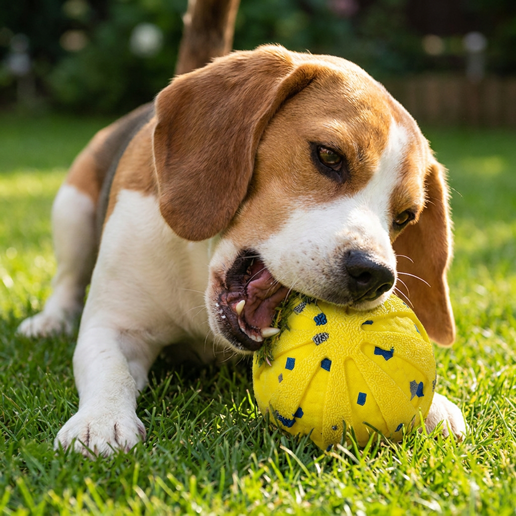 Interactive Rechargeable Dog Ball – Smart Rolling & Dental Chew Toy