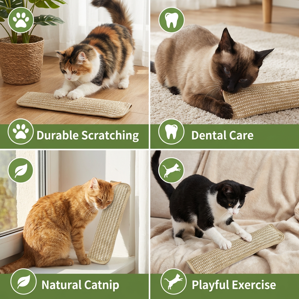 Natural Catnip Toy Scratching Pad made from Hemp Rope for Claw and Dental Care