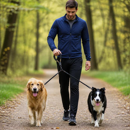 2-in-1 Double Dog Lead with 360° Swivel – Tangle-Free & Shock-Absorbing