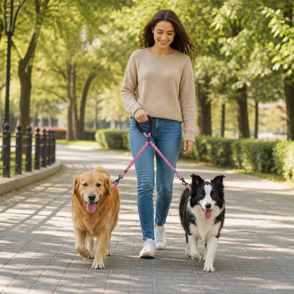 2-in-1 Double Dog Lead with 360° Swivel – Tangle-Free & Shock-Absorbing