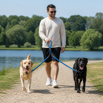 2-in-1 Double Dog Lead with 360° Swivel – Tangle-Free & Shock-Absorbing