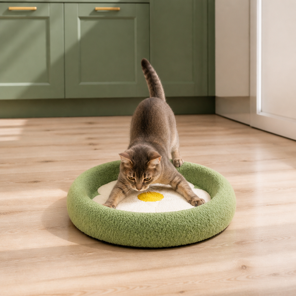 Flower Cat Scratcher Bed – Cozy 2-in-1 Scratching Lounge