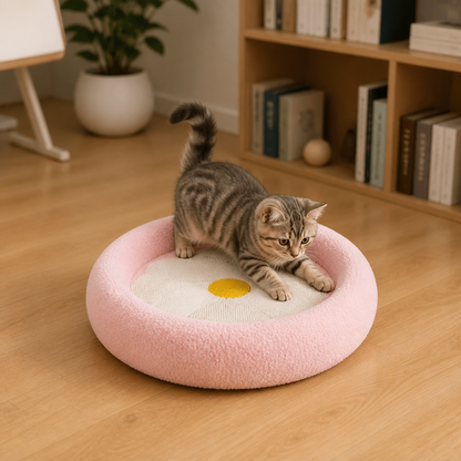 Flower Cat Scratcher Bed – Cozy 2-in-1 Scratching Lounge