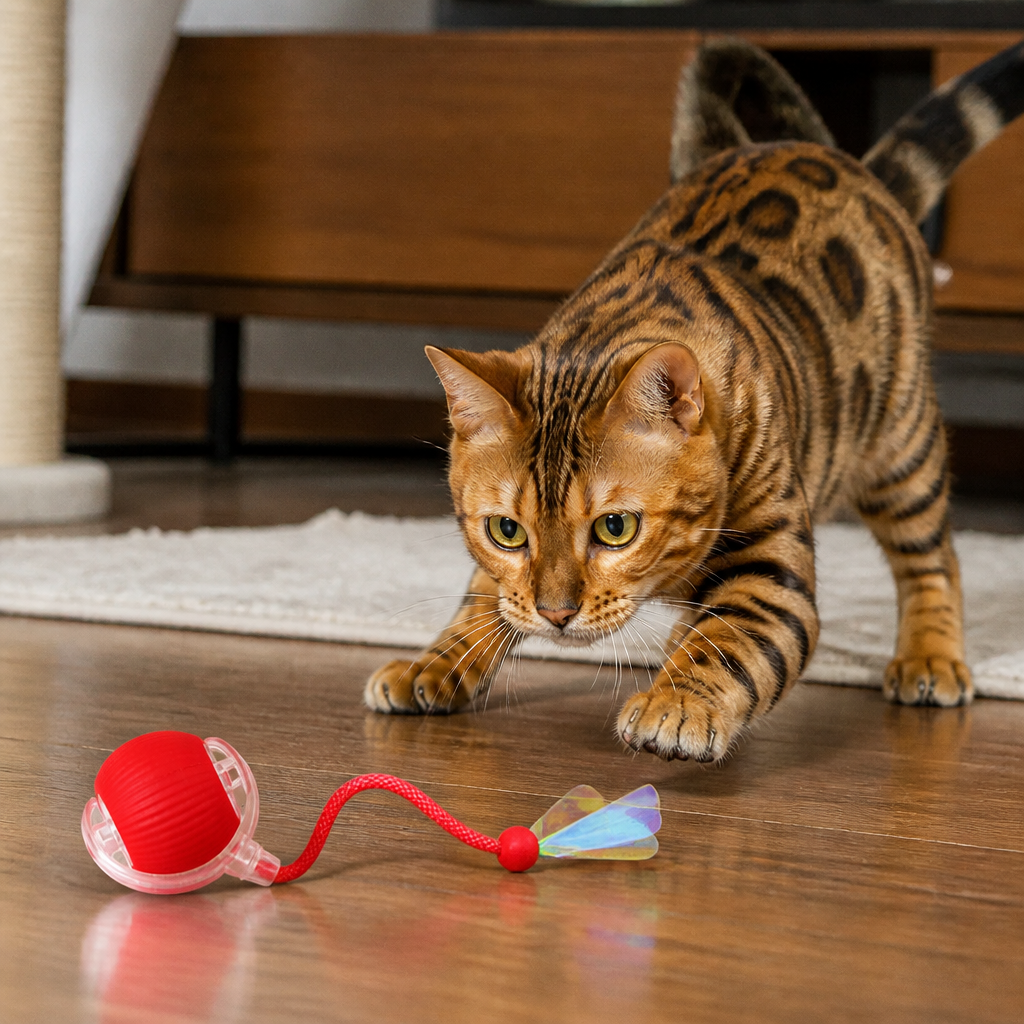 Upgraded Smart Rolling Cat Ball – Durable Interactive Toy with Mesh Tail