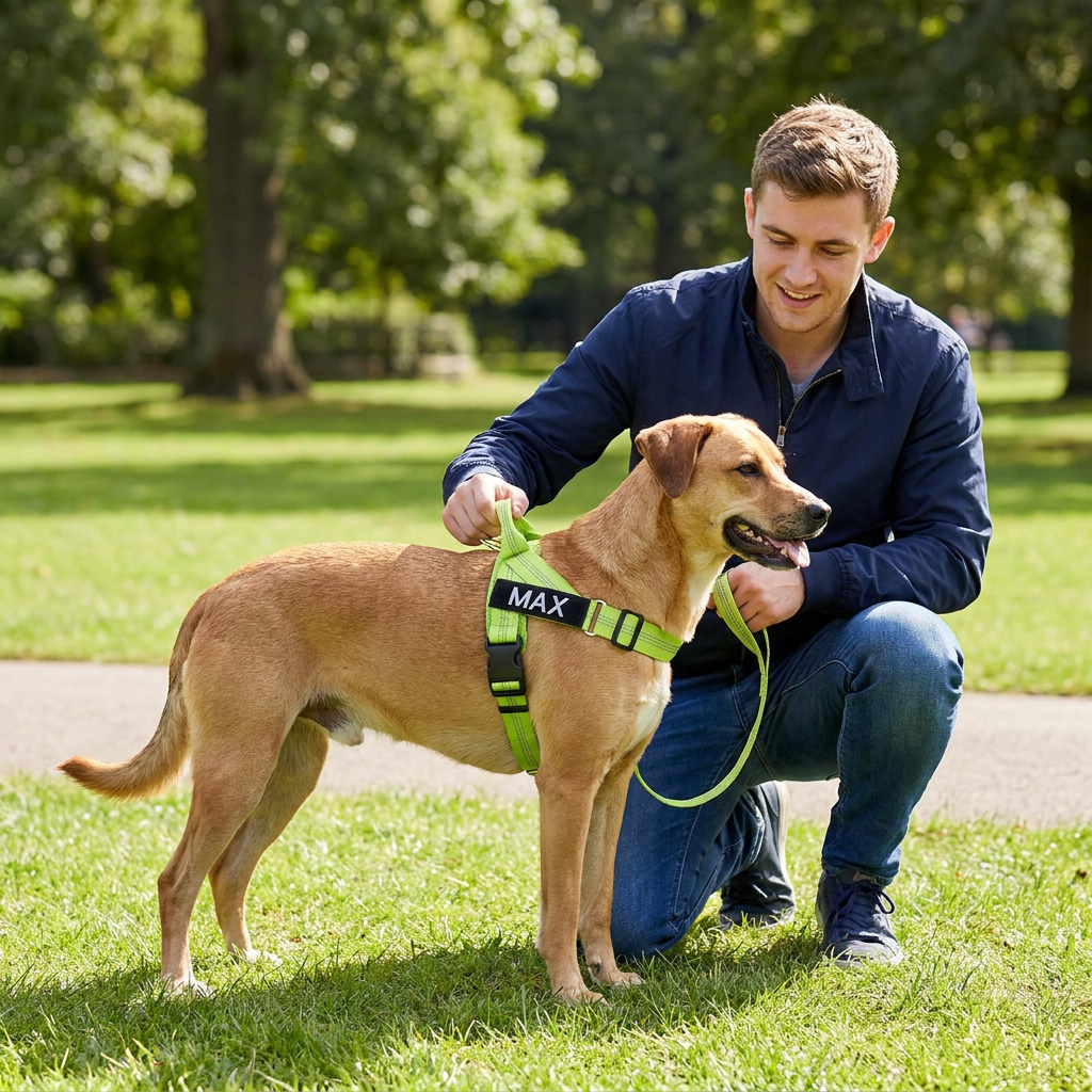 Personalized Reflective No-Pull Dog Harness with Custom Name Patch