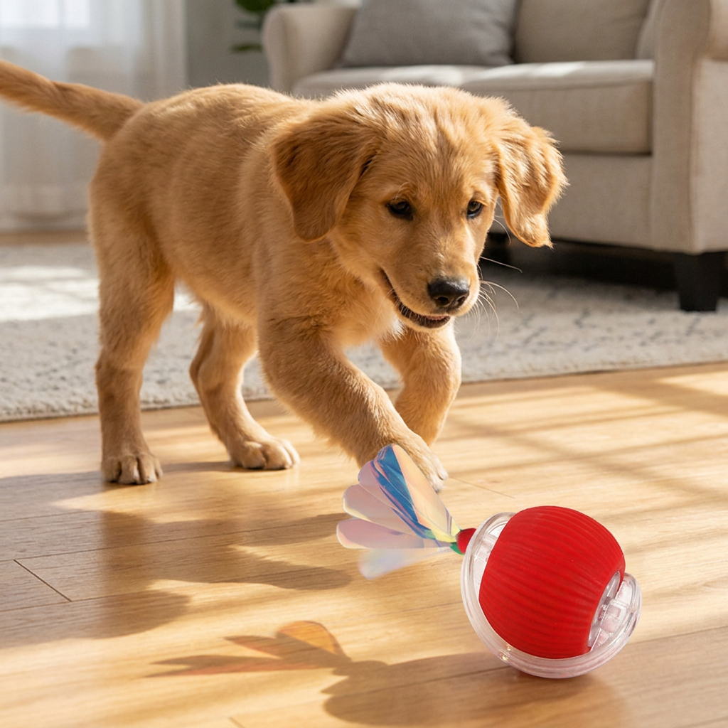 Upgraded Smart Rolling Dog Ball – Durable Interactive Toy with Mesh Tail