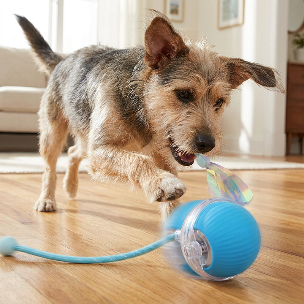 Upgraded Smart Rolling Dog Ball – Durable Interactive Toy with Mesh Tail