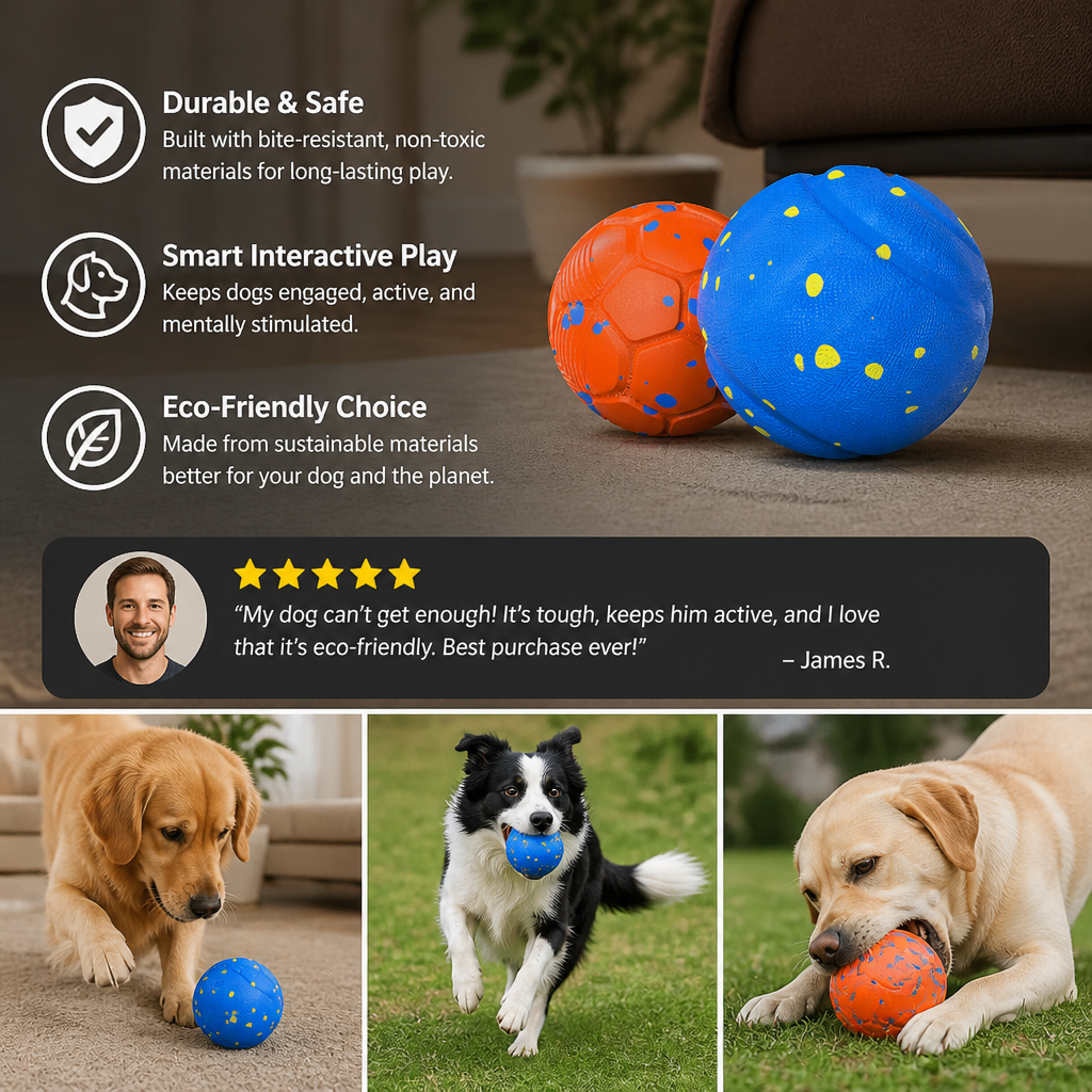 Eco-Friendly Bite-Resistant Smart Interactive Automatic Dog Ball