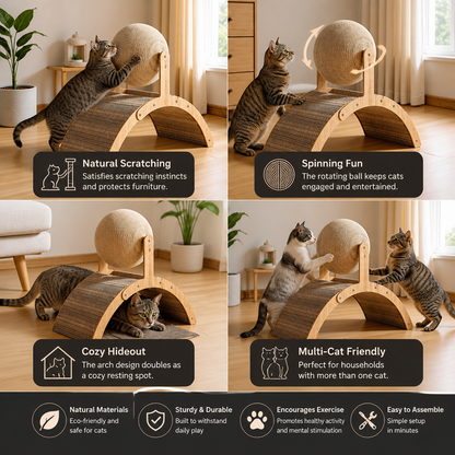 Interactive Ferris Wheel Cat Scratcher with Spinning Jute Ball