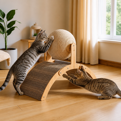 Interactive Ferris Wheel Cat Scratcher with Spinning Jute Ball