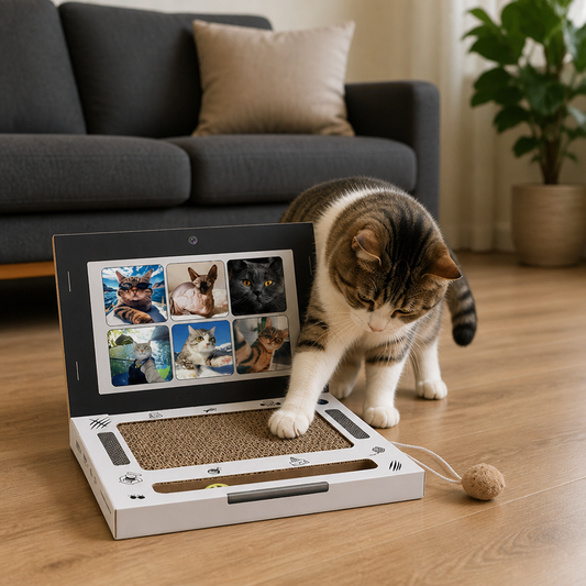 Cardboard Laptop Cat Scratcher & Interactive Toy