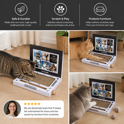 Cardboard Laptop Cat Scratcher & Interactive Toy