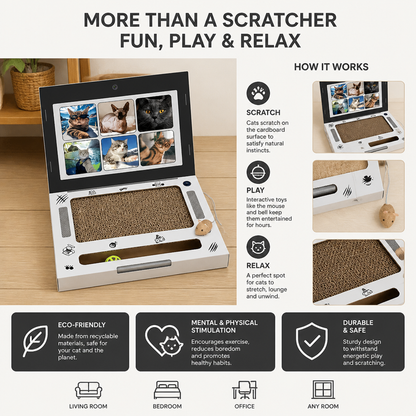 Cardboard Laptop Cat Scratcher & Interactive Toy