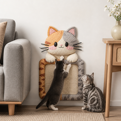 2in1 Woven Self-Adhesive Cat Scratching Mat & Furniture Protector with Interactive Toy