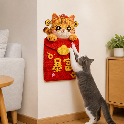 2in1 Woven Self-Adhesive Cat Scratching Mat & Furniture Protector with Interactive Toy
