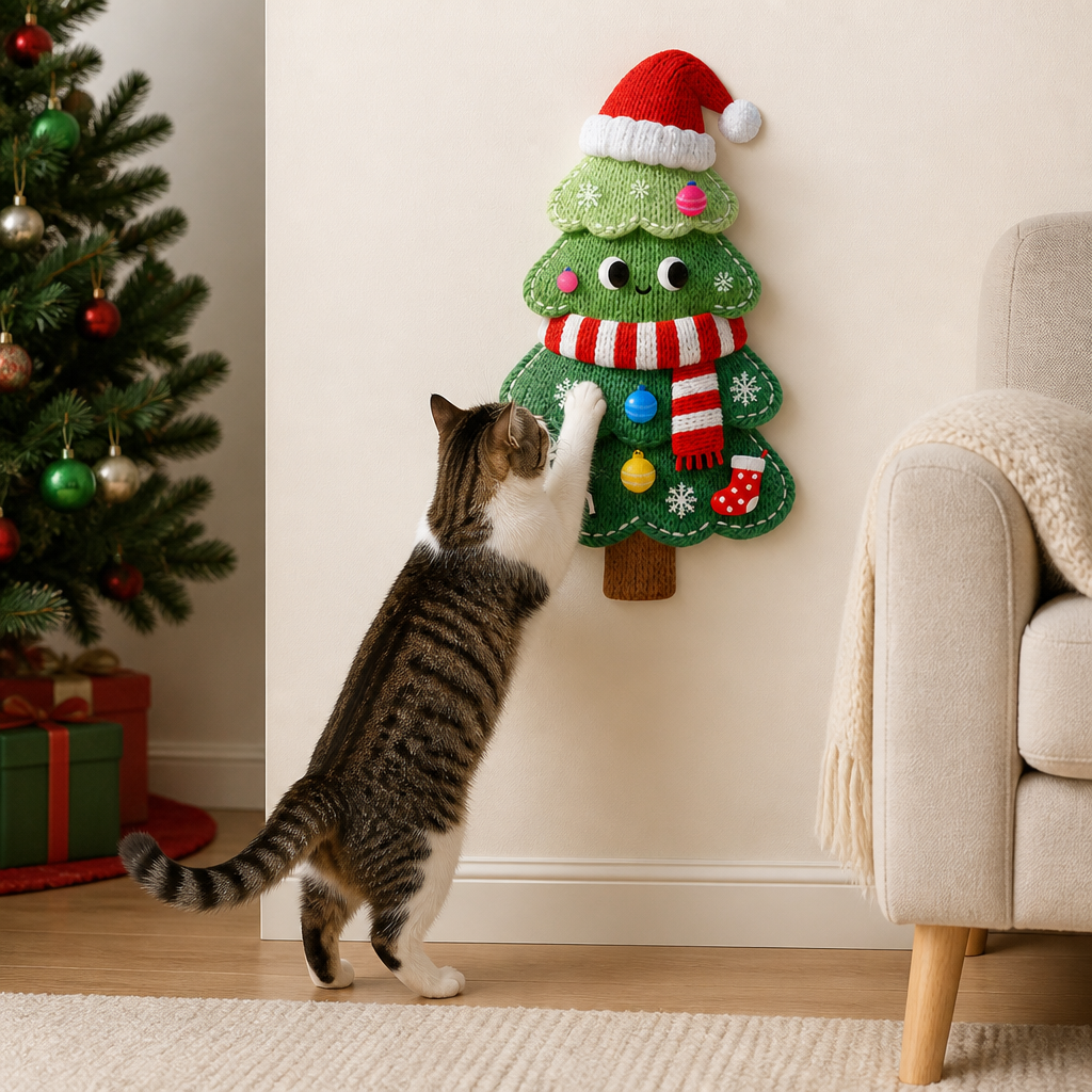 2in1 Woven Self-Adhesive Cat Scratching Mat & Furniture Protector with Interactive Toy