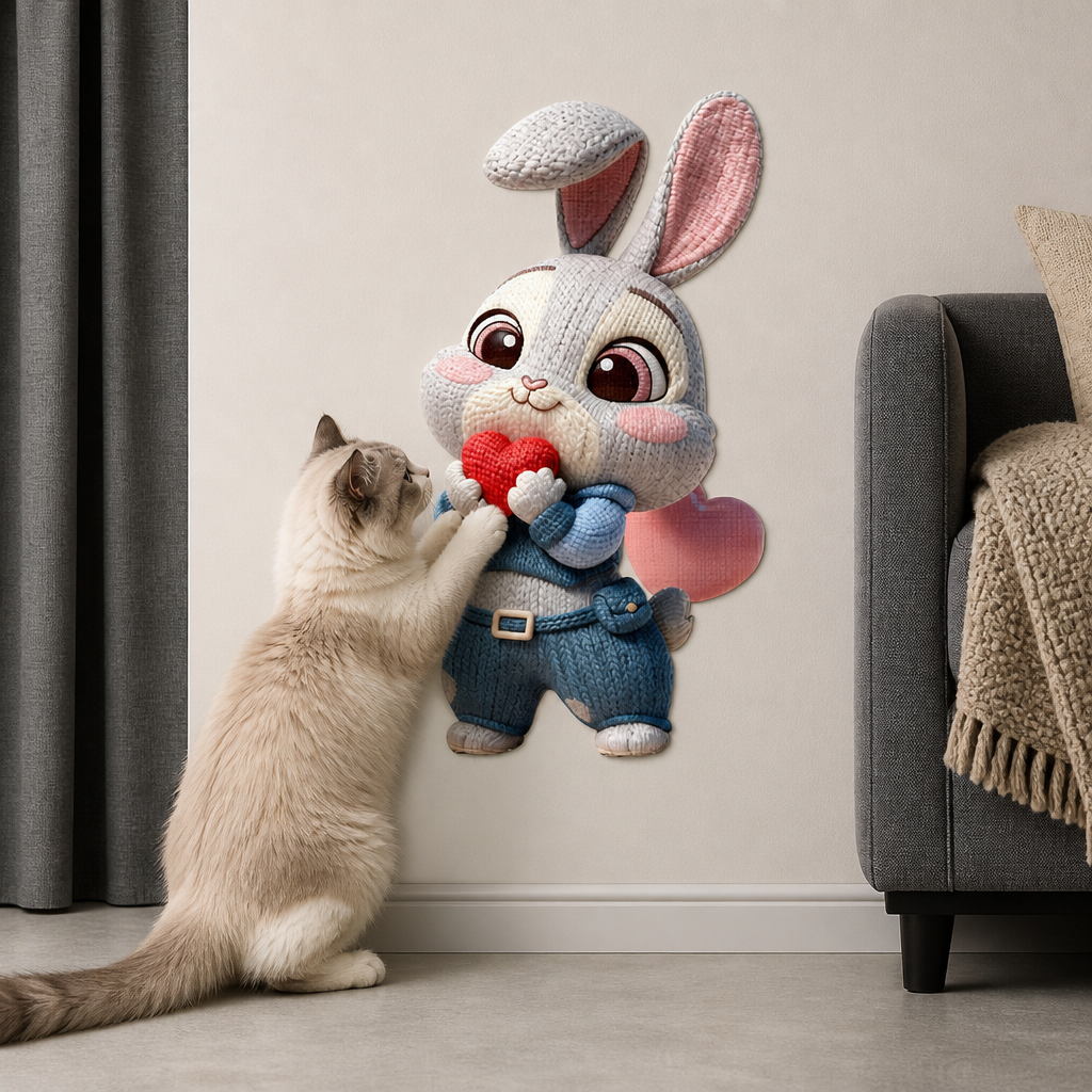 2in1 Woven Self-Adhesive Cat Scratching Mat & Furniture Protector with Interactive Toy