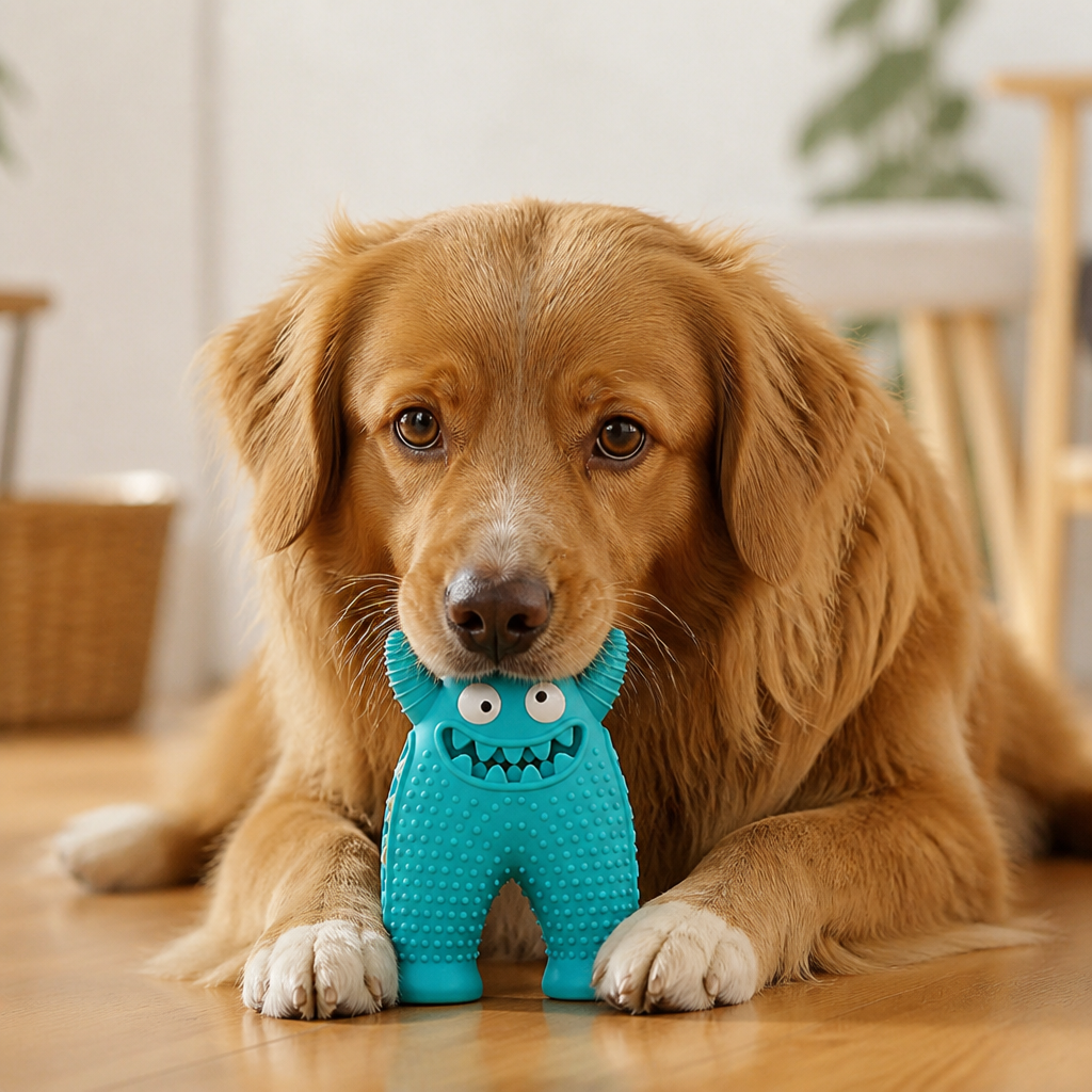 Durable Dog Dental Chew Toy – Tooth Cleaning Monster in Dog Colors