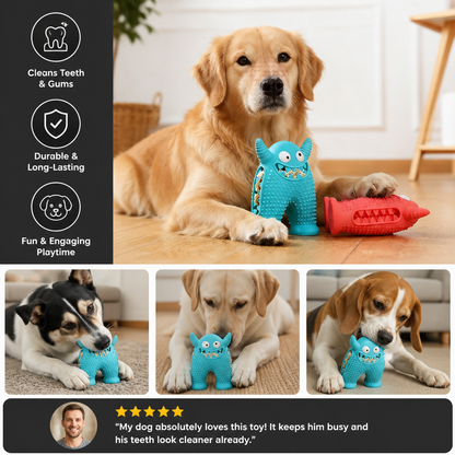 Durable Dog Dental Chew Toy – Tooth Cleaning Monster in Dog Colors