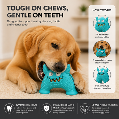 Durable Dog Dental Chew Toy – Tooth Cleaning Monster in Dog Colors