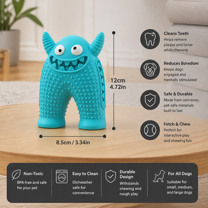 Durable Dog Dental Chew Toy – Tooth Cleaning Monster in Dog Colors