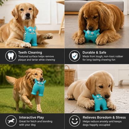 Durable Dog Dental Chew Toy – Tooth Cleaning Monster in Dog Colors