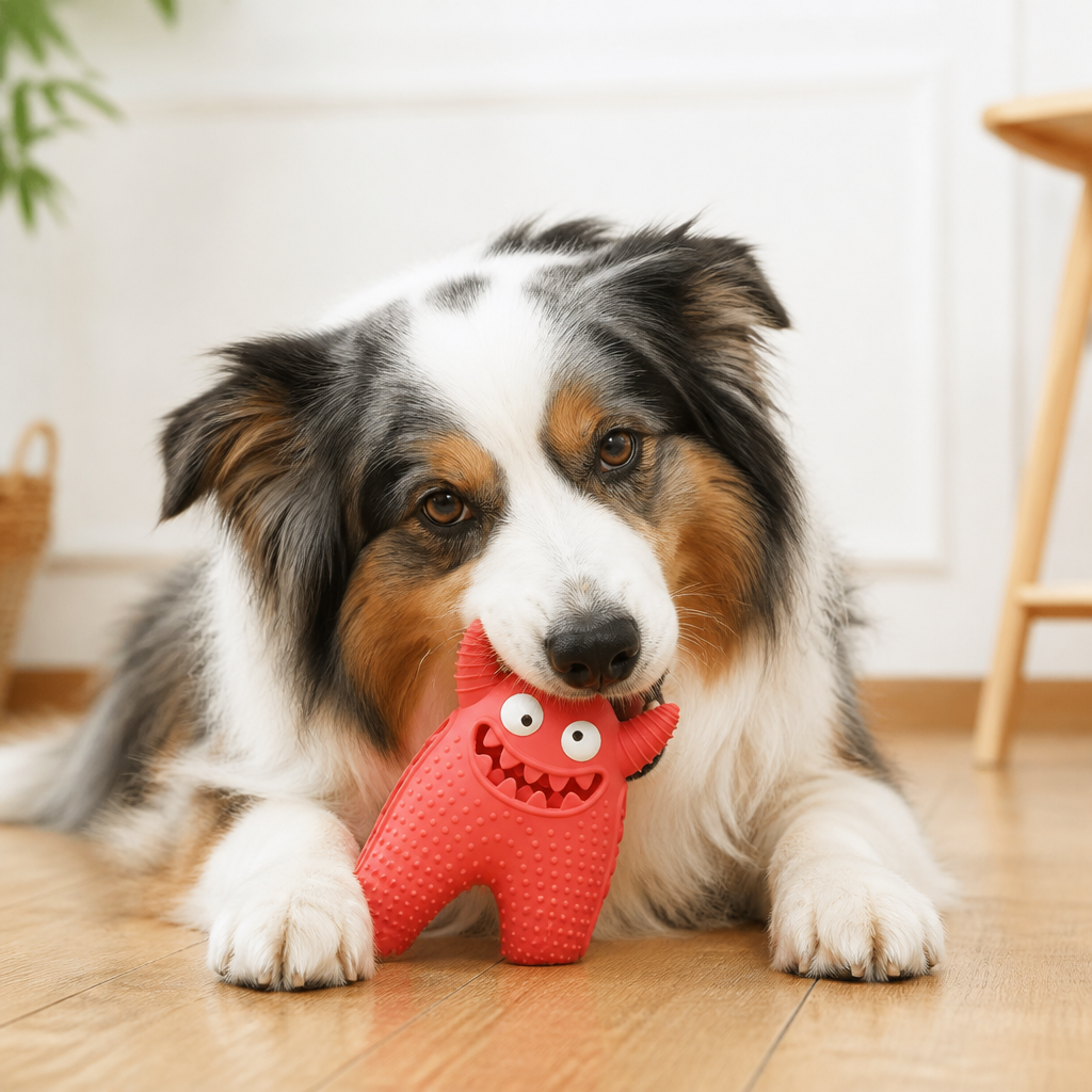Durable Dog Dental Chew Toy – Tooth Cleaning Monster in Dog Colors