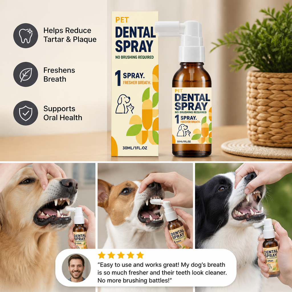 Brushless Tartar Control Dental Spray for Dogs – Helps Reduce Plaque & Freshen Breath